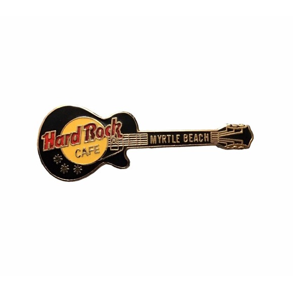 Hard Rock Café Myrtle Beach US Pin 1990s Black Les Paul Guitar Red Letter - Picture 1 of 7